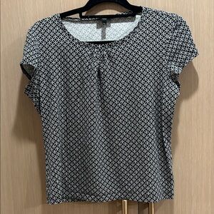 Talbots Monochrome Diamond Print Blouse